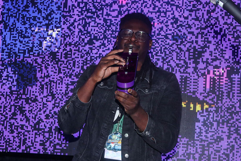 Deathro playing on stage